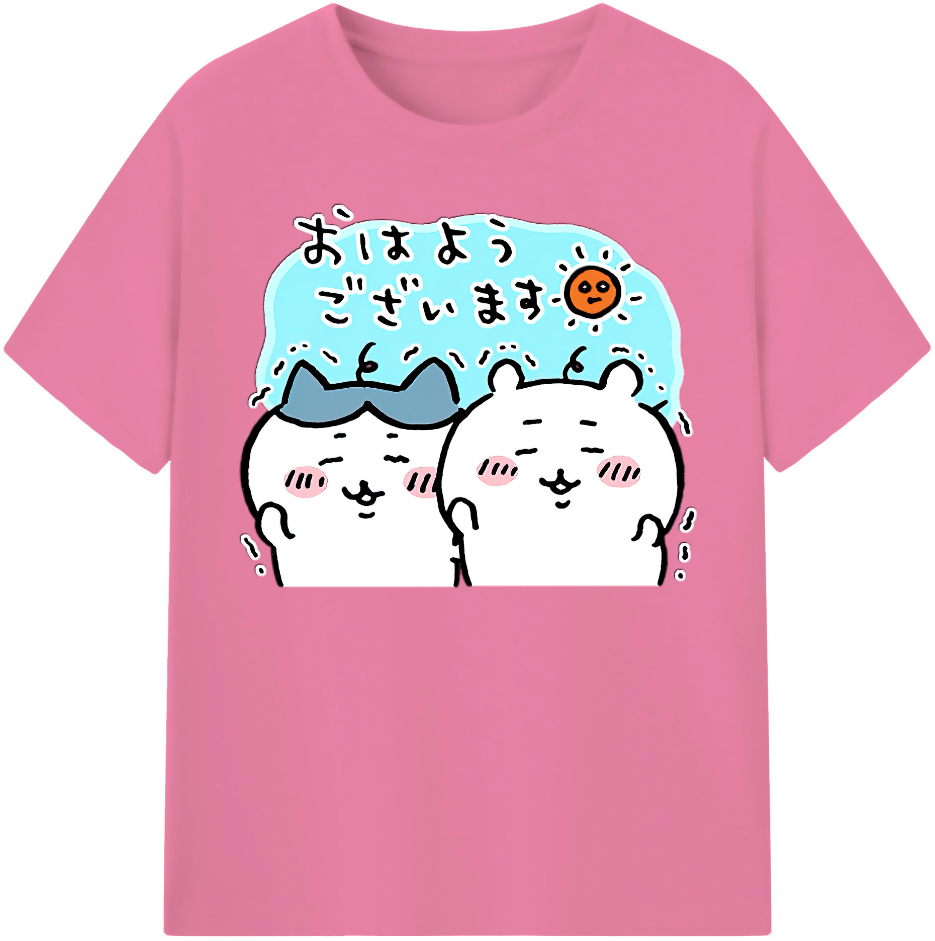 （画像用） ちいかわ ハチワレ Chii-kawa hachiware 綿100％半袖Tシャツ（フロントプリント）